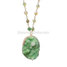 Lange Fashion Green Crystal Druzy Stein Halskette Schmuck